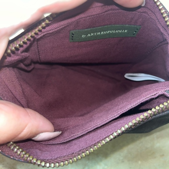 Anthropologie Women’s Leather Jackson Metallic Leather Wristlet, Maroon - Picture 9 of 15